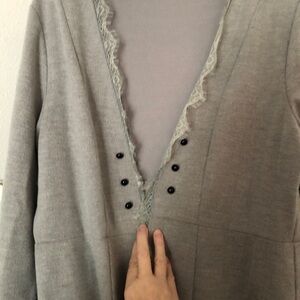Elegant Gray Lace-Trimmed Women's Jacket